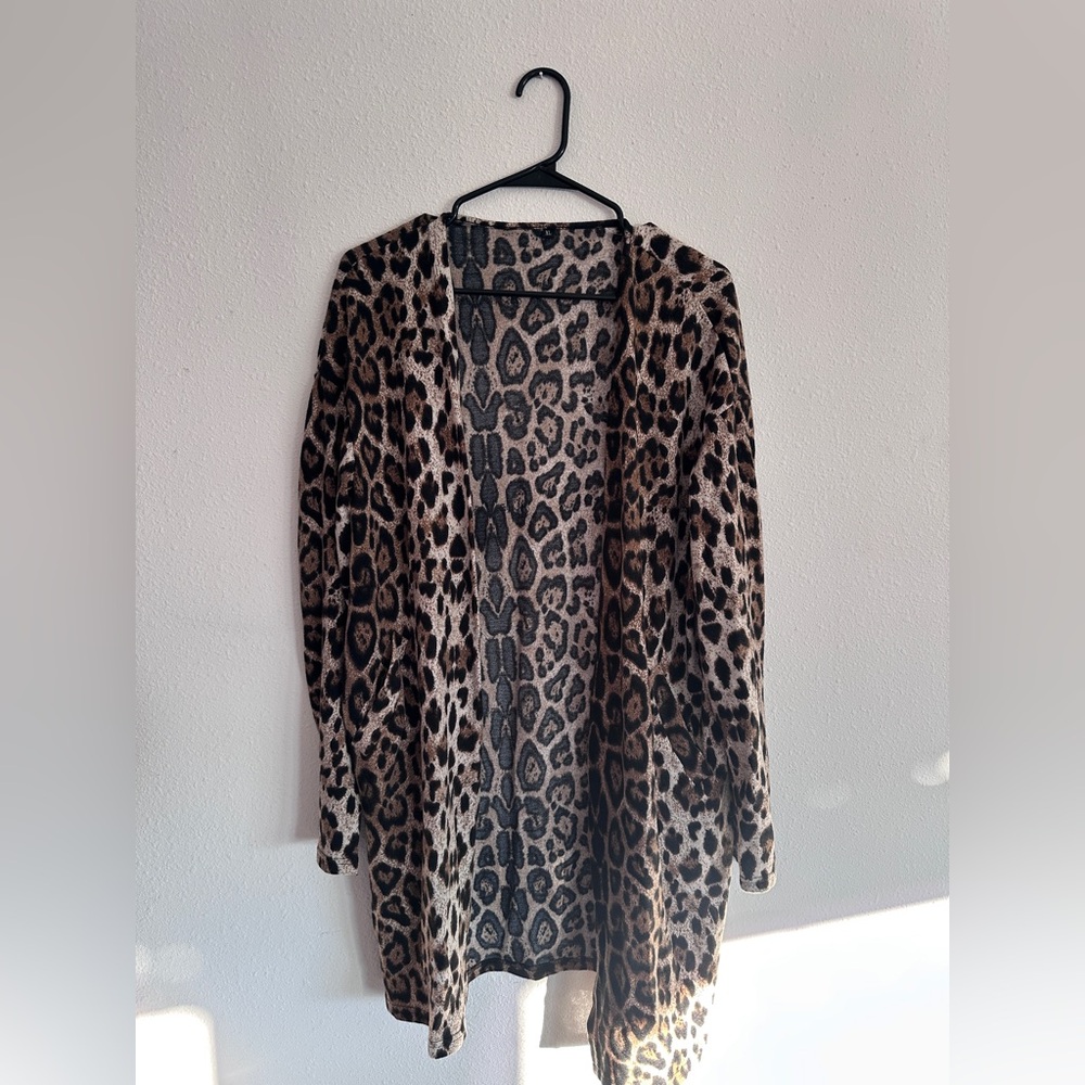 Leopard Print Open Front Cardigan